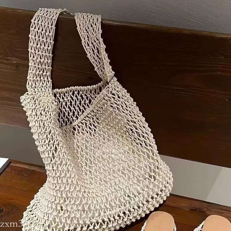 New Trendy Fashion Versatile Handwoven Cool Mesh Travel Vacation Tote Design Shoulder Bag