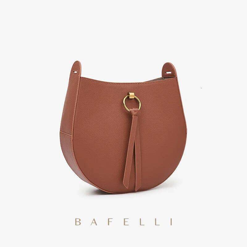 Luxury designer classic ladies BAFELLI brand fashion shoulder slung saddle retro style leather wallet.
