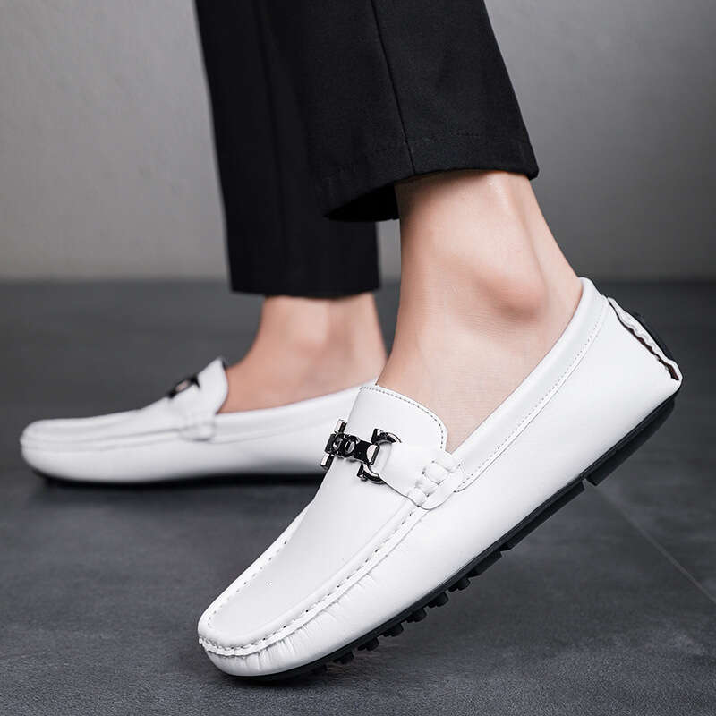 Fashion Breathable Flat All-Season Versatile Casual Leather Soft Sole Comfortable Loafers Slip-On Men's Shoes