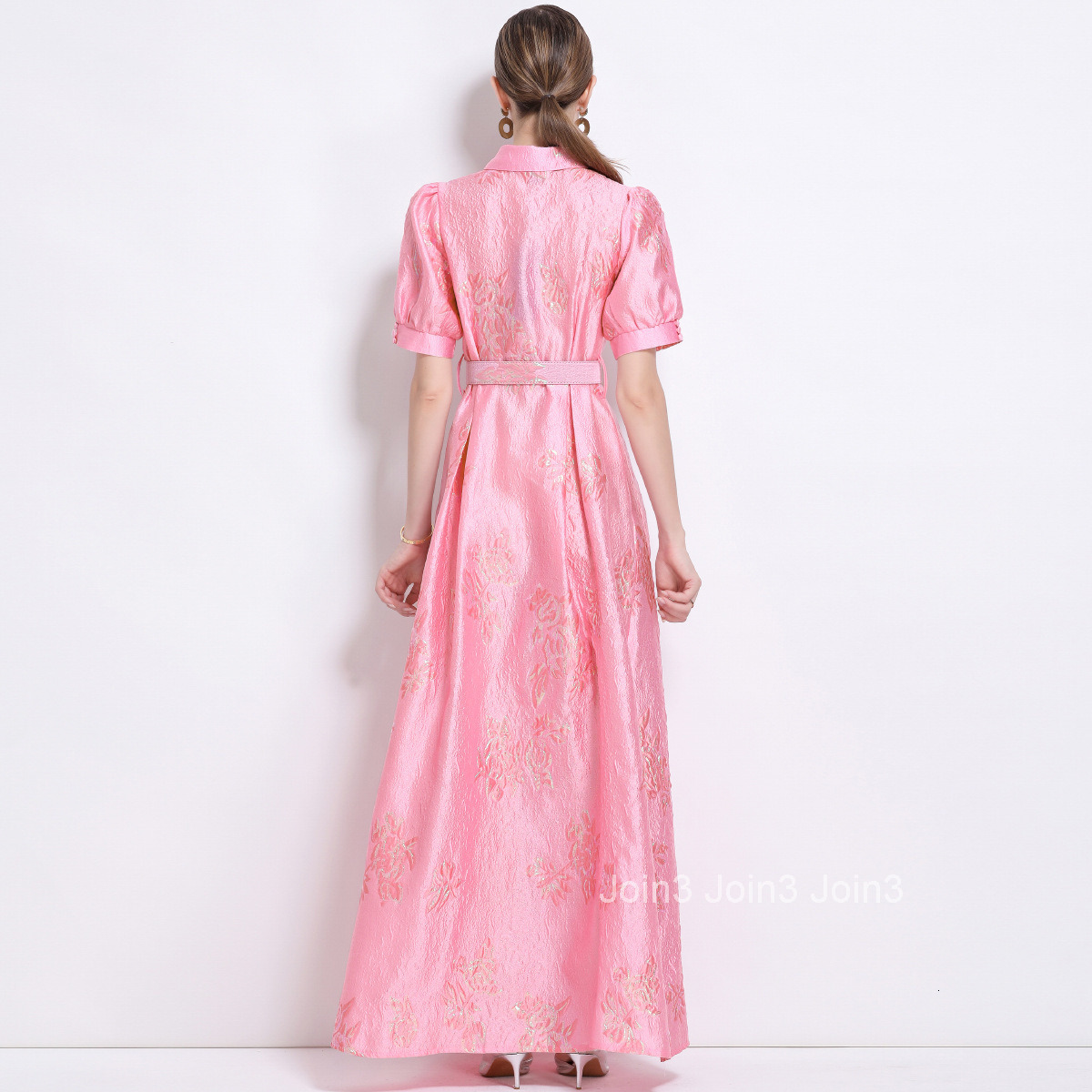 6503 French Elegant Jacquard Dress New Elegant Slim Long Dress with Belt