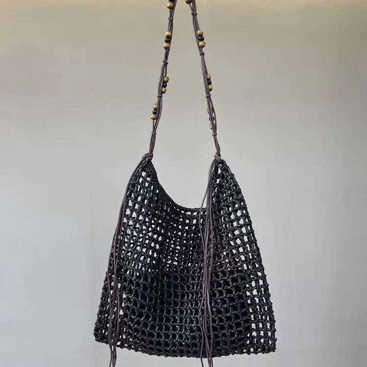 Summer Beach Raffia Woven Beaded Underarm Large Capacity Shopping Single Shoulder Tote Bag for Women