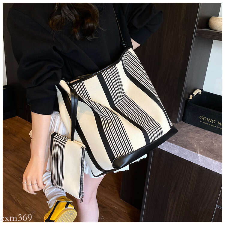 Summer Striped Canvas for Women 2025 New Product Women's Textured Single Shoulder Underarm Large Bag