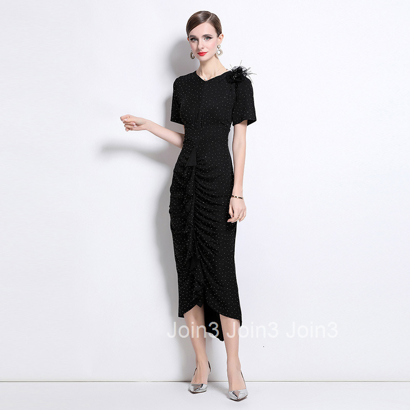 8803 New Fashion Elegant Heavy Rhinestone Waist-Cinching Bodycon Dress Long Dress