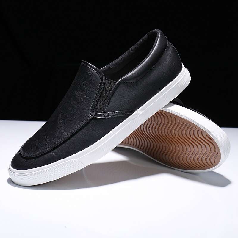 Lightweight Low-Top Flat White Sneakers Summer Trendy Men's Student Elastic Slip-On Shoes