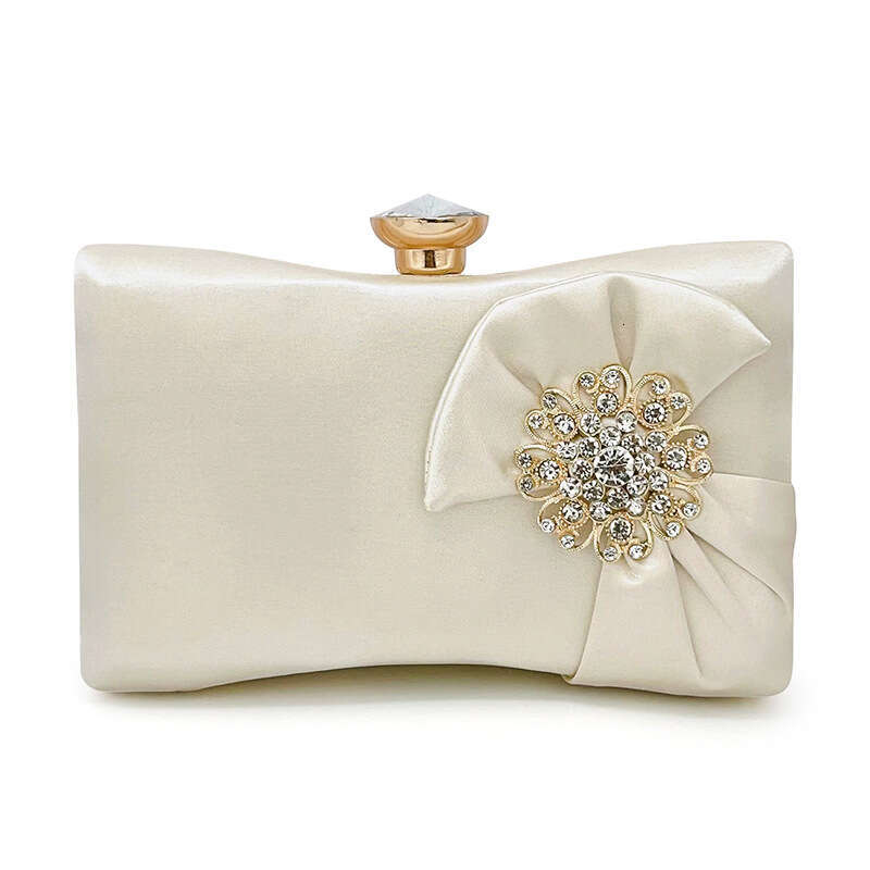 Diamond-Encrusted Satin Small Square Formal Evening Bag Elegant Socialite High-End Feel Cheongsam Handbag for Women