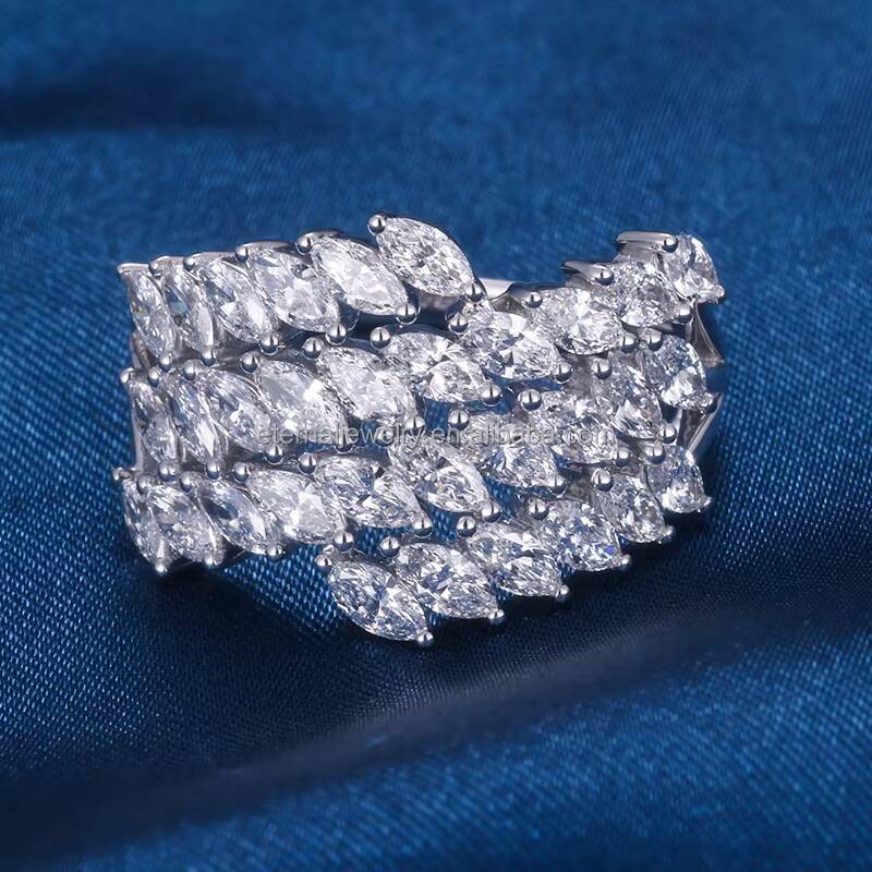 Custom S925 Silver 10K 14K 18K Solid Gold Ring D VVS Marquise Cut Moissanite Lab Diamond Natural Diamond Engagement Woman Ring