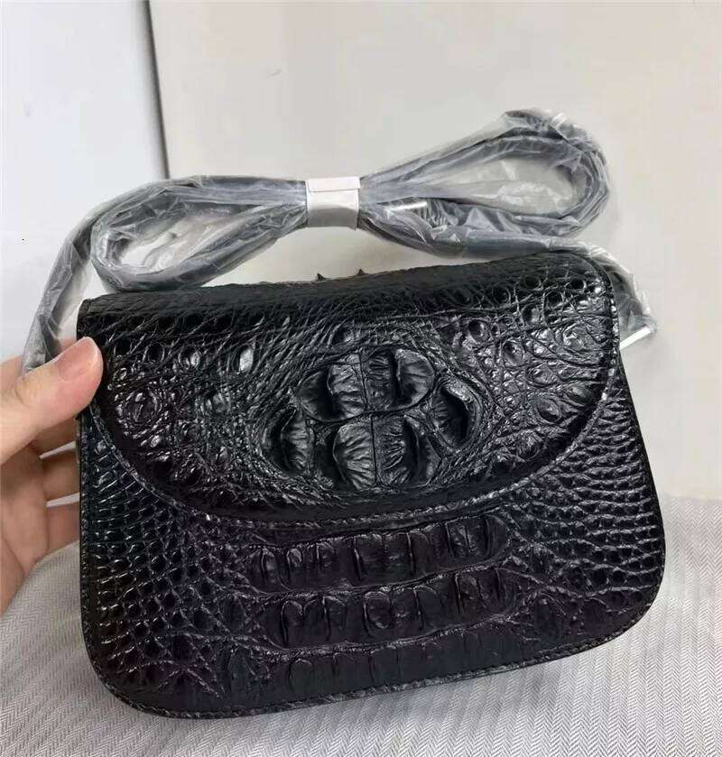 Luxury designer genuine crocodile leather saddle lady sling diagonal shoulder handbag