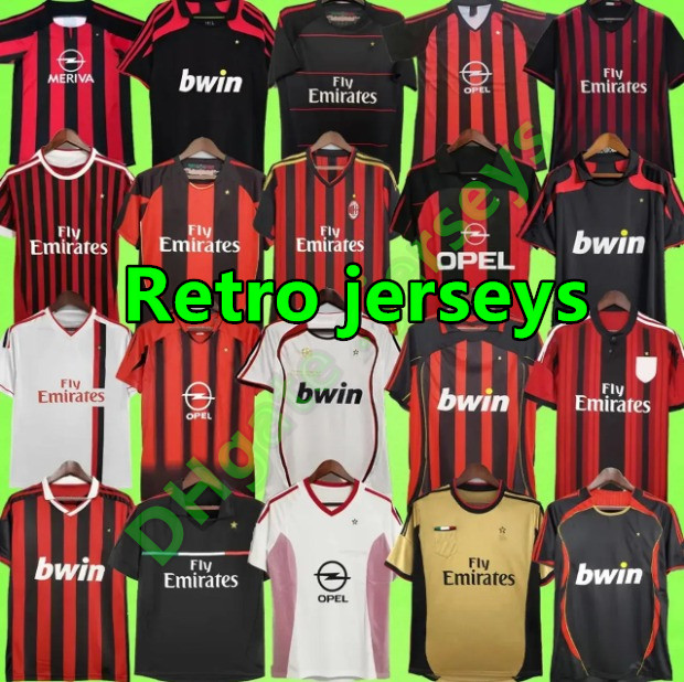 06 07 Retro Milan vintage classic shirts RONALDINHO 88 89 90 91 93 94 95 96 97 98 99 Gullit 01 02 03 08 09 10 11 12 Maldini Van Basten Ac football jerseys KAKA PIRLO BAGGIO