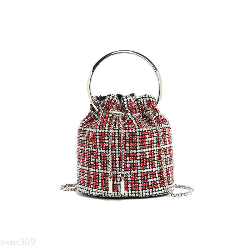 2025 Fashion Handbag for Women Versatile Handmade Rhinestone Chain Shoulder Mini Bucket Handheld Crossbody Bag