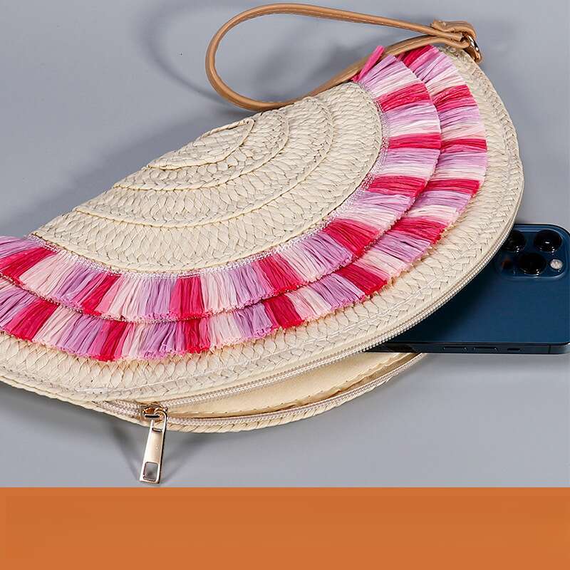 Fashionable dumpling bag new straw woven handbag designer Lafite grass woven handbag high-end feel