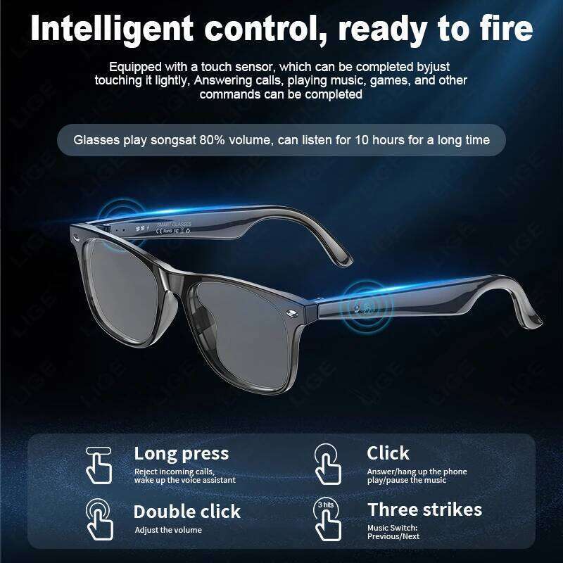 designer Wireless Bluetooth Call Sunglasses Built-In Mic Speakers Touch Voice Assistant Intelligent Translation