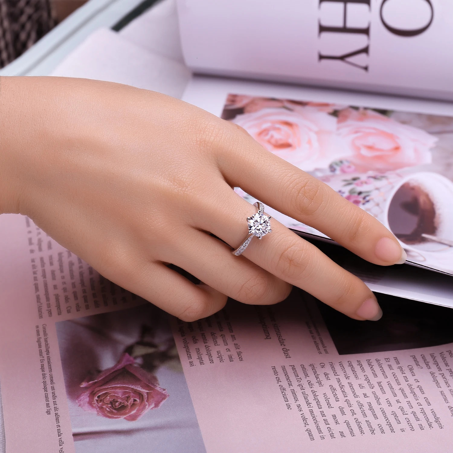 Jewelry D Color 1ct 1.5ct 2ct 3ct Round S925 Sterling Silver Wedding Engagement Ring for Women 250715