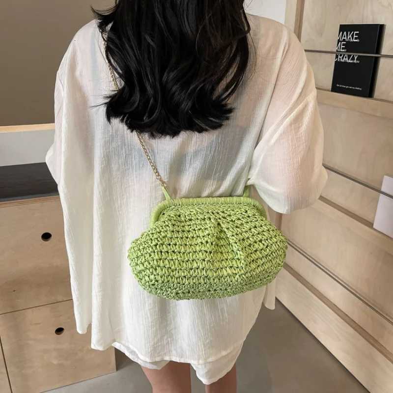 Exquisite Hollow Out Straw Woven Crossbody Bags 2025 Summer New Fresh Simple Bags for Women Casual Versatile Shoulder Bags Y250719