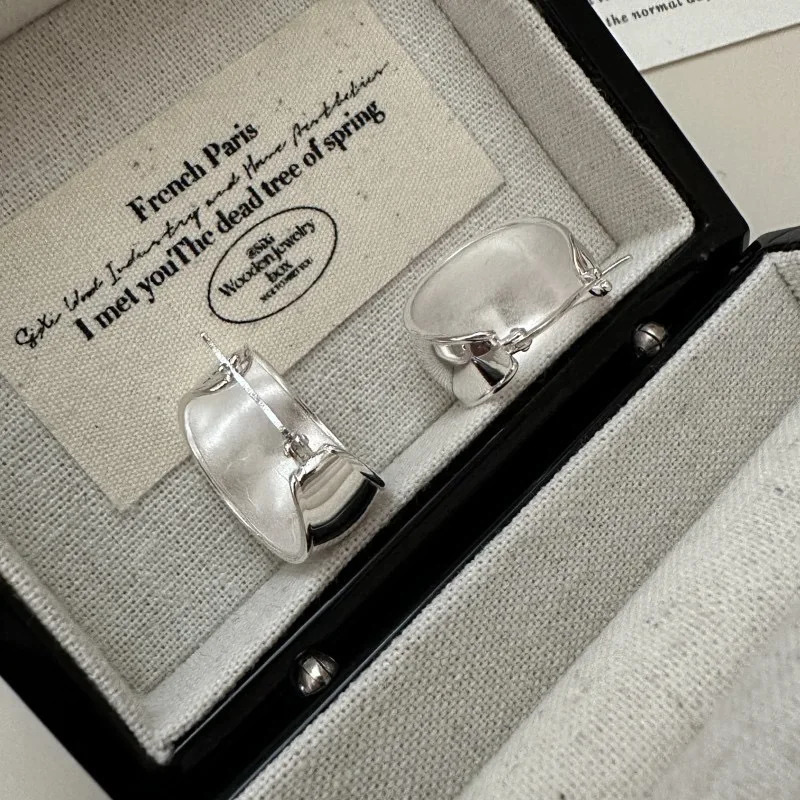 BF CLUB 925 Sterling Silver Earrings For Women Trendy Simple Wide Circle Earring Jewelry Prevent Allergy Party Accessories 250715