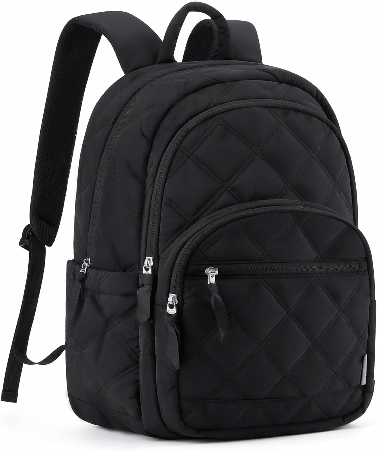 YMX 583 70 BAGSMART Travel Backpack, College Backpack for Women, Quilted Small Computer Bookbag, Water-Resistant 15.6 Inch Laptop Casual Bag, Black