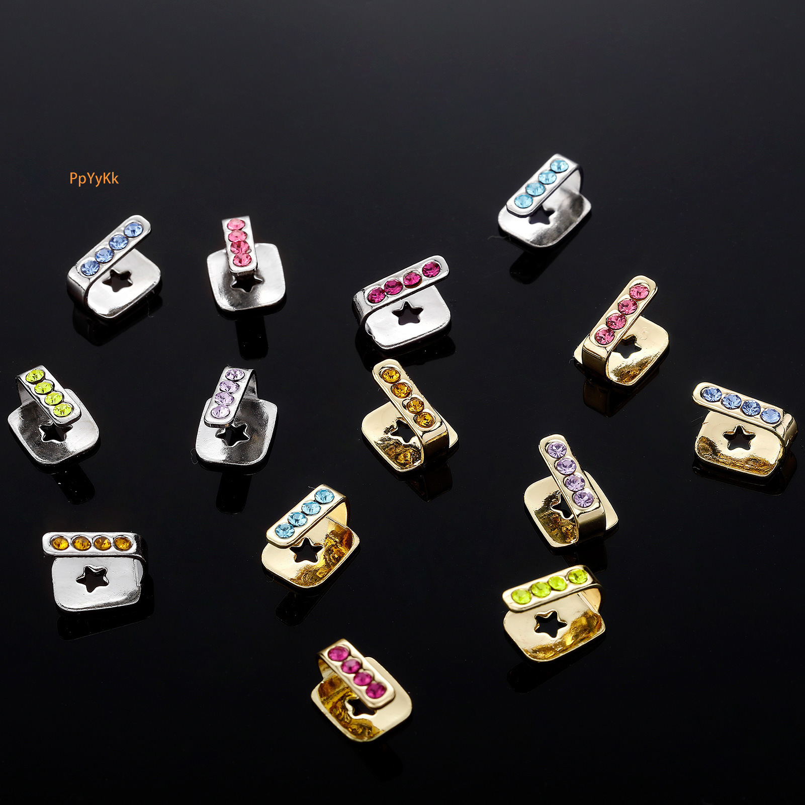 Luxury Four-Diamond Gold Teeth Accessory Hip Hop Vertical Bar Single Grillz HIPHOP Unique Versatile Bling Bling