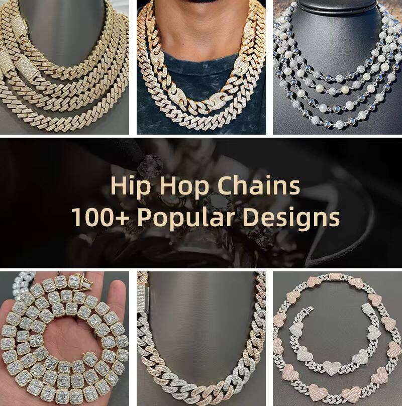 VVS D Moissanite Sterling Sier Cuban Bracelet Hip-Hop Style Cross Chain 6mm 8mm 10mm 12mm 16mm 18mm Sizes