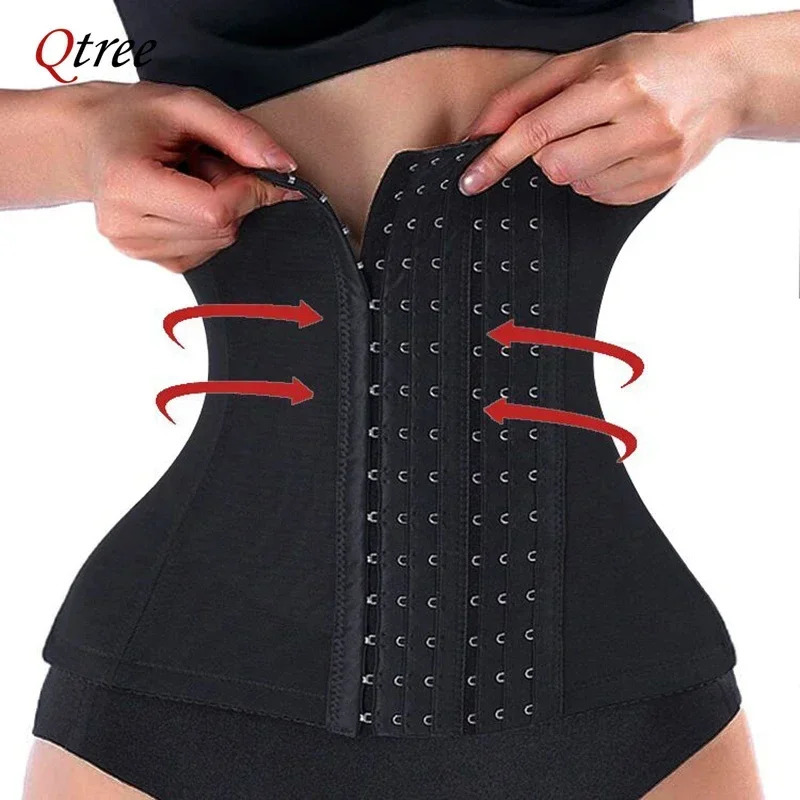 Qtree Dress Slimming Waist Trainer Belt Shapewear Women Belly Cincher Body Shaper Fat Compression Strap Girdles Firm Hook Corset 250712