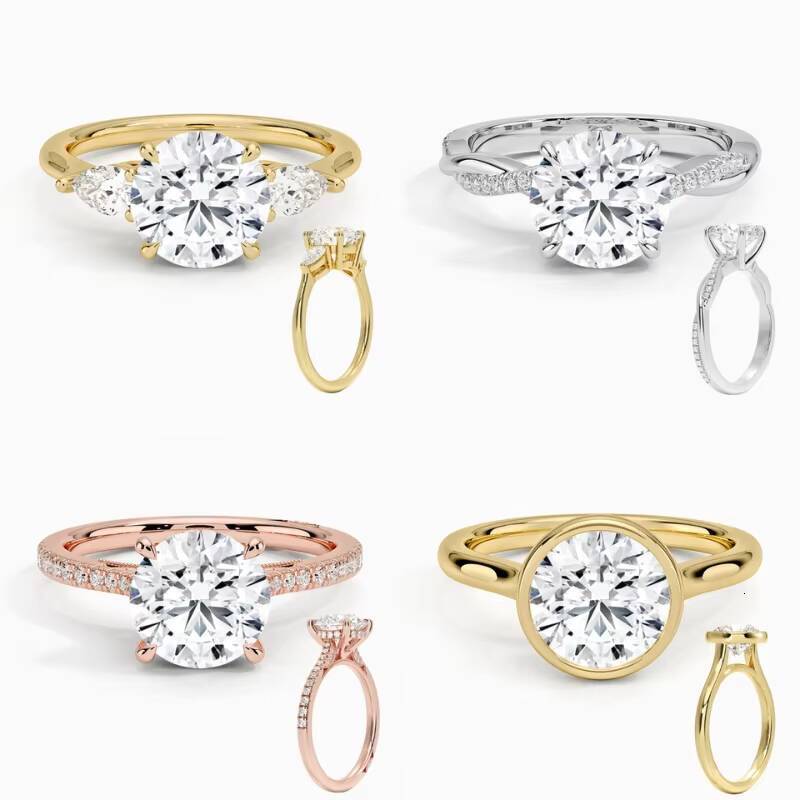 Factory Solid Gold Moissanite Rings 14k 18k Real Gold Engagement Ring Wedding Jewelry Moissanite Ring