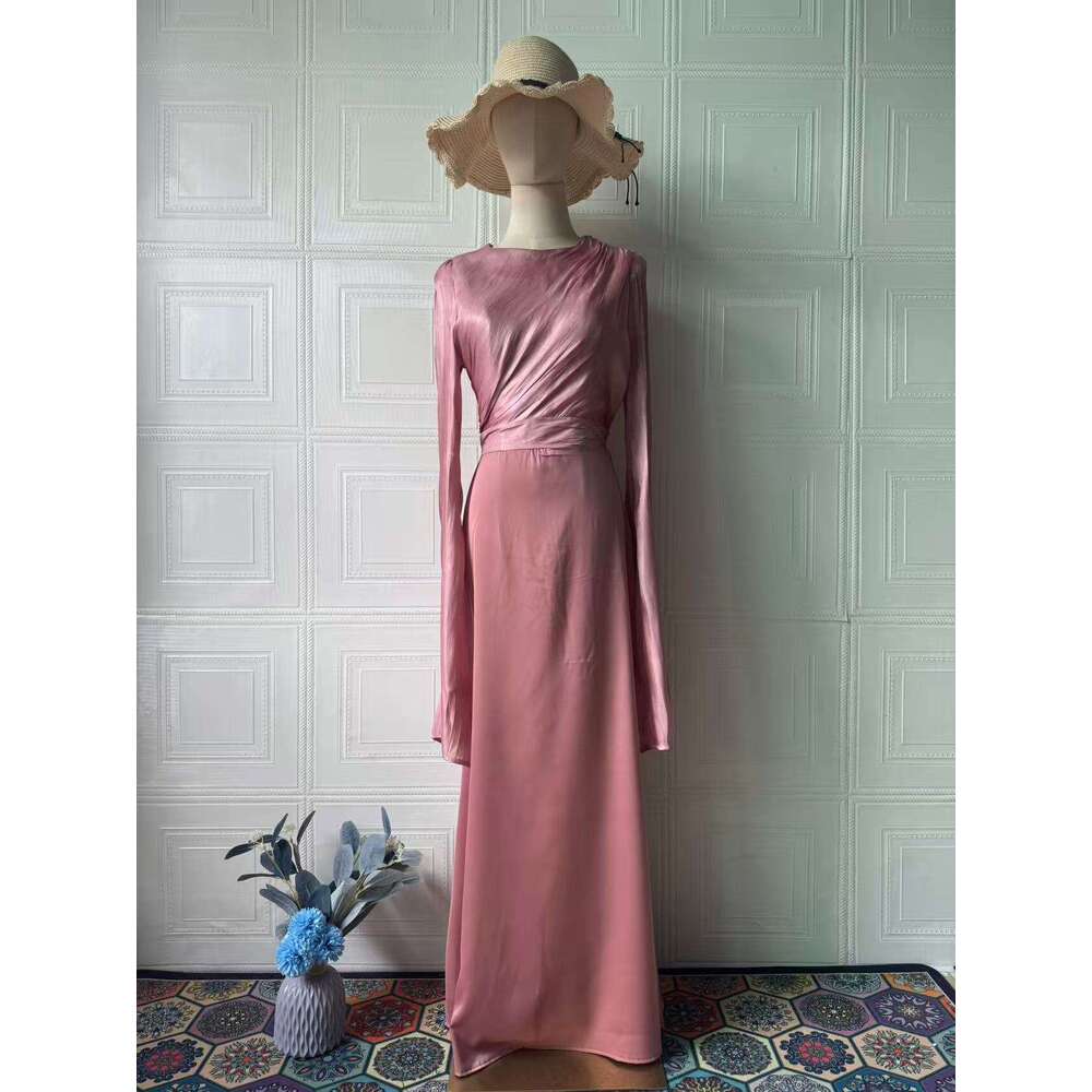 2025 Spring New Slim Waist Tie Sleeve Long Elegant Fashion Women's Dress from