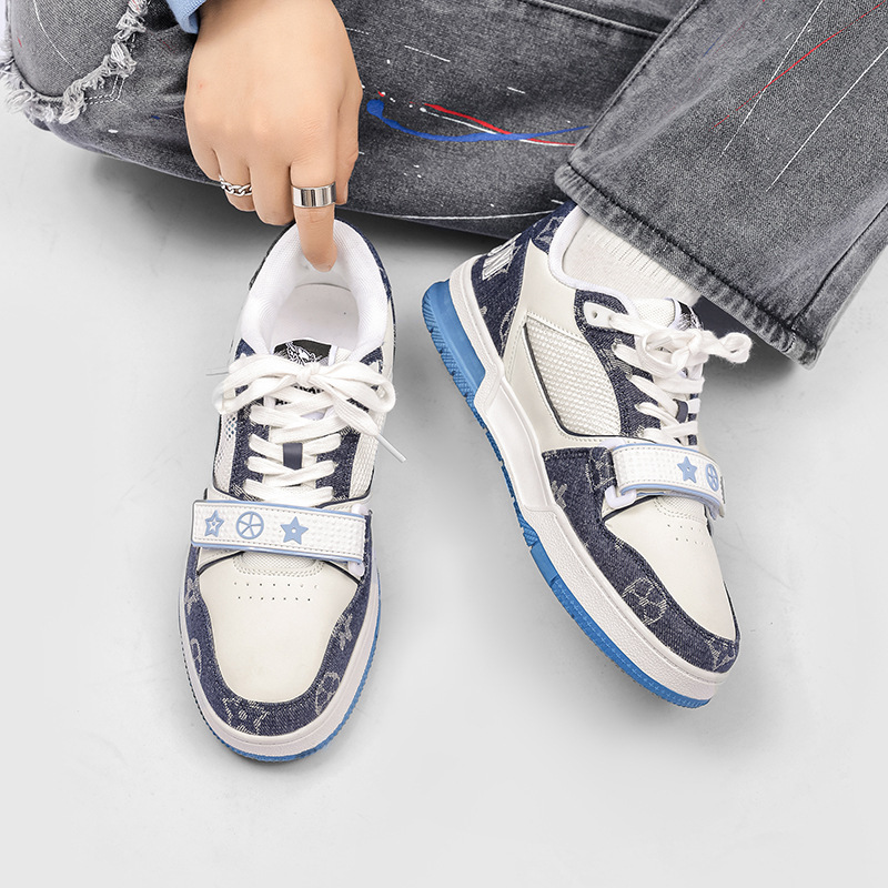 new Popular trendy ins student - oriented niche black - and - white color - blocked - strapped sneakers for women. Chic and versatile couple - matchin