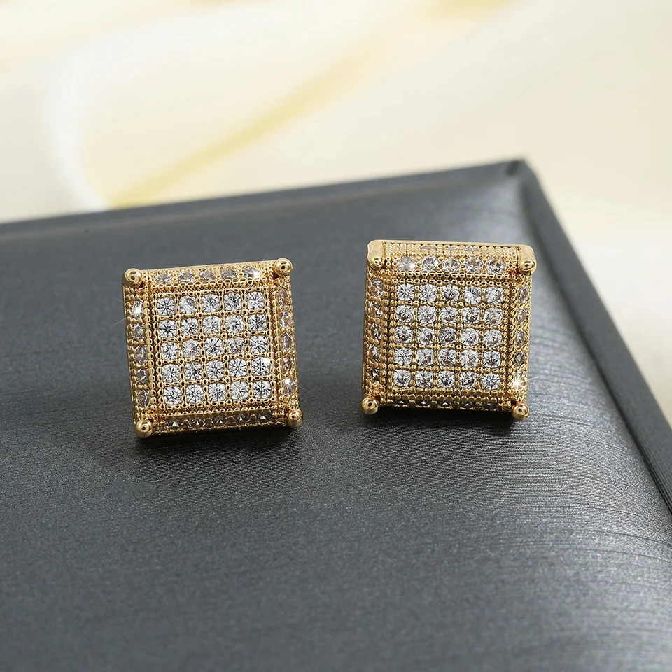 ZAKOL Buling Zirconia Earrings for Men Iced Out Micro Full Paved CZ Crystal Copper Earring Fashion Hip Hop Jewelry 250715