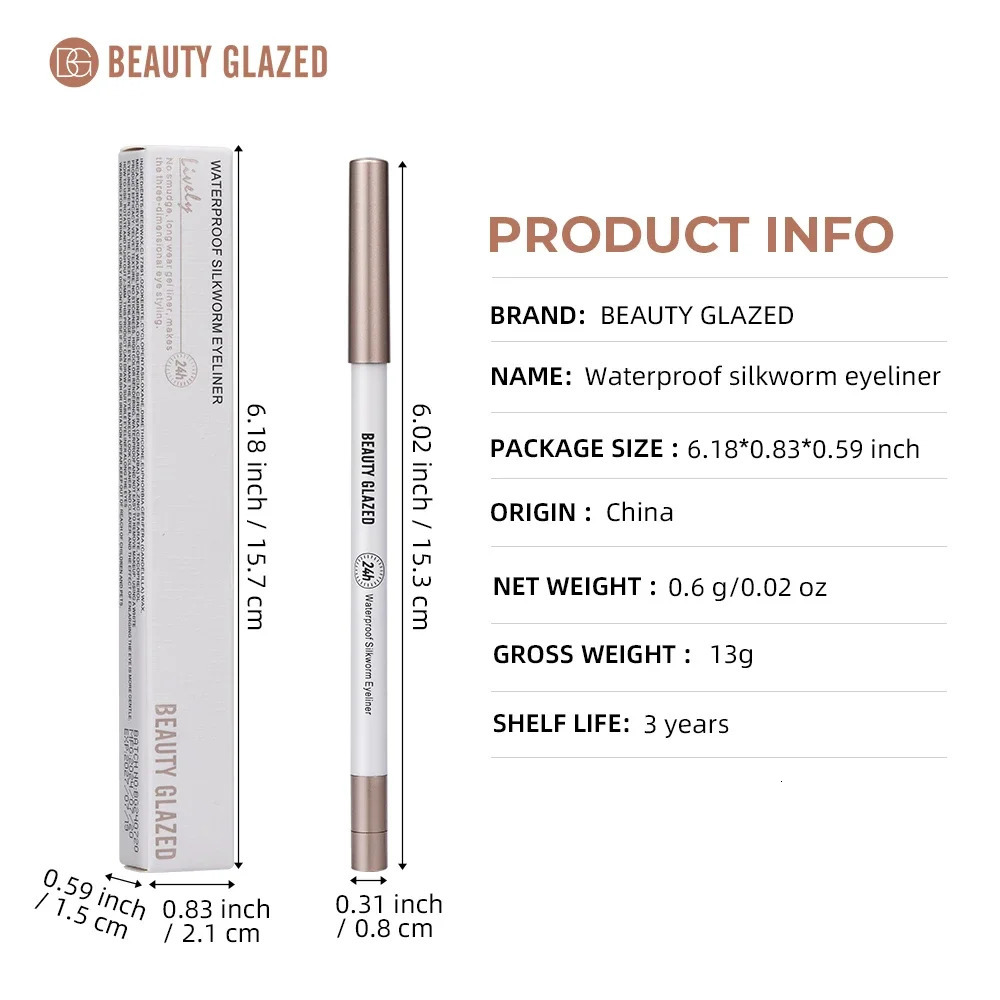 BEAUTY GLAZED Lasting Soft Gel Waterproof Highlighter Gel Pen White eyeliner Lying Silkworm Pen Eyes Makeup 250712