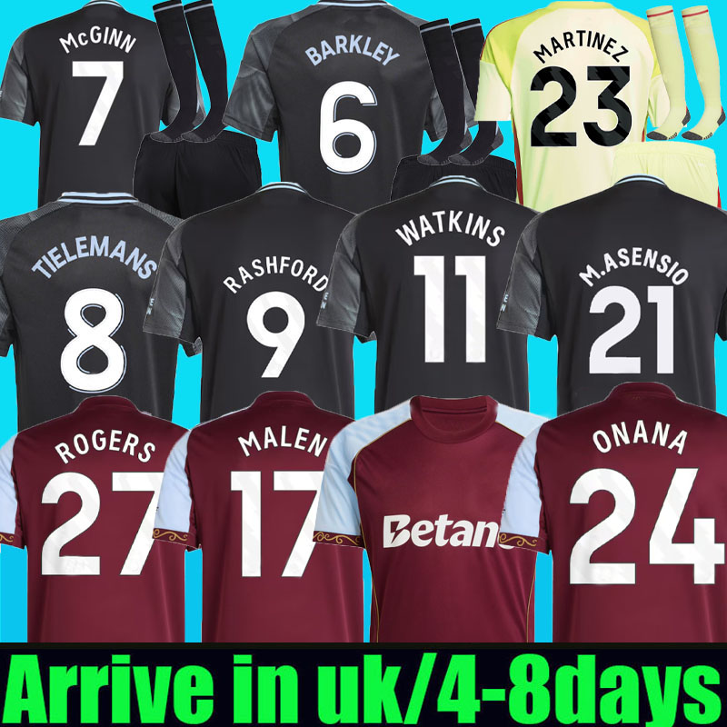 25 26 WATKINS Soccer Jerseys 2025 2026 150-Year Anniversary Football Shirt home away Rogers Camisetas McGINN MALEN Tielemans Onana men kids kit fans version