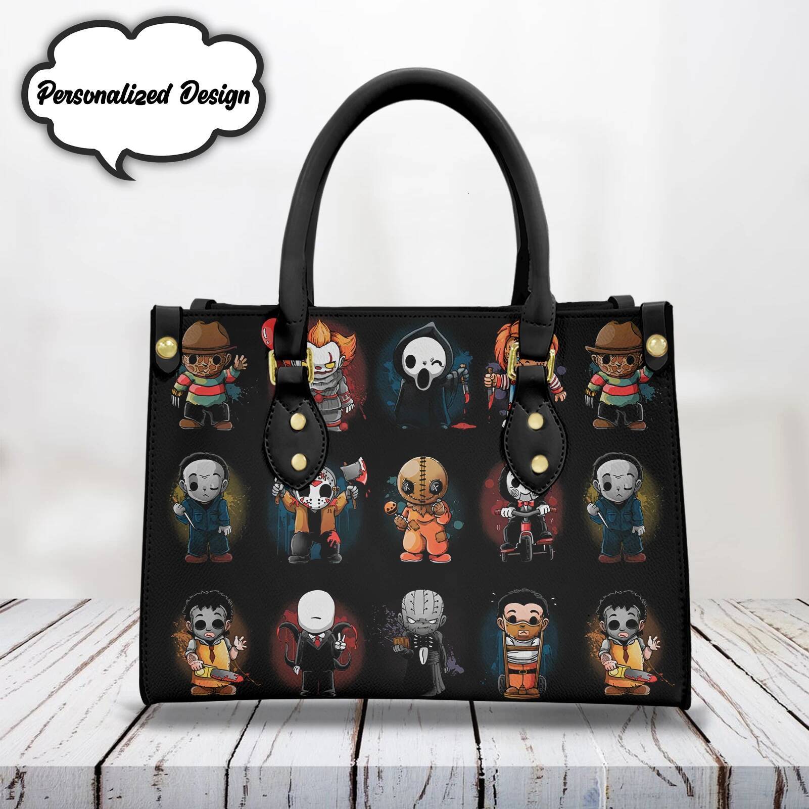 Black Handbags for Ladies Women Horror Movie Killer High Quality Leather Shoulder Multifunctional Crossbody Bags Best Gifts