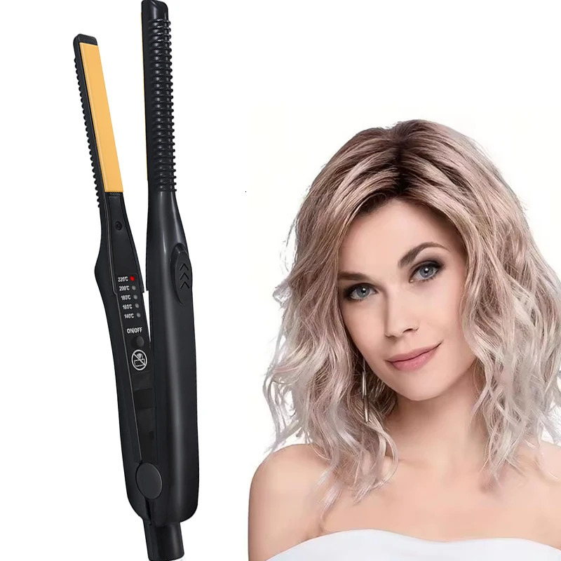 2 In 1 Hair Straightener Curler Small Ceramic Hair Crimper Corrugation Short Hair Straightening Curling Styling Tool 250717