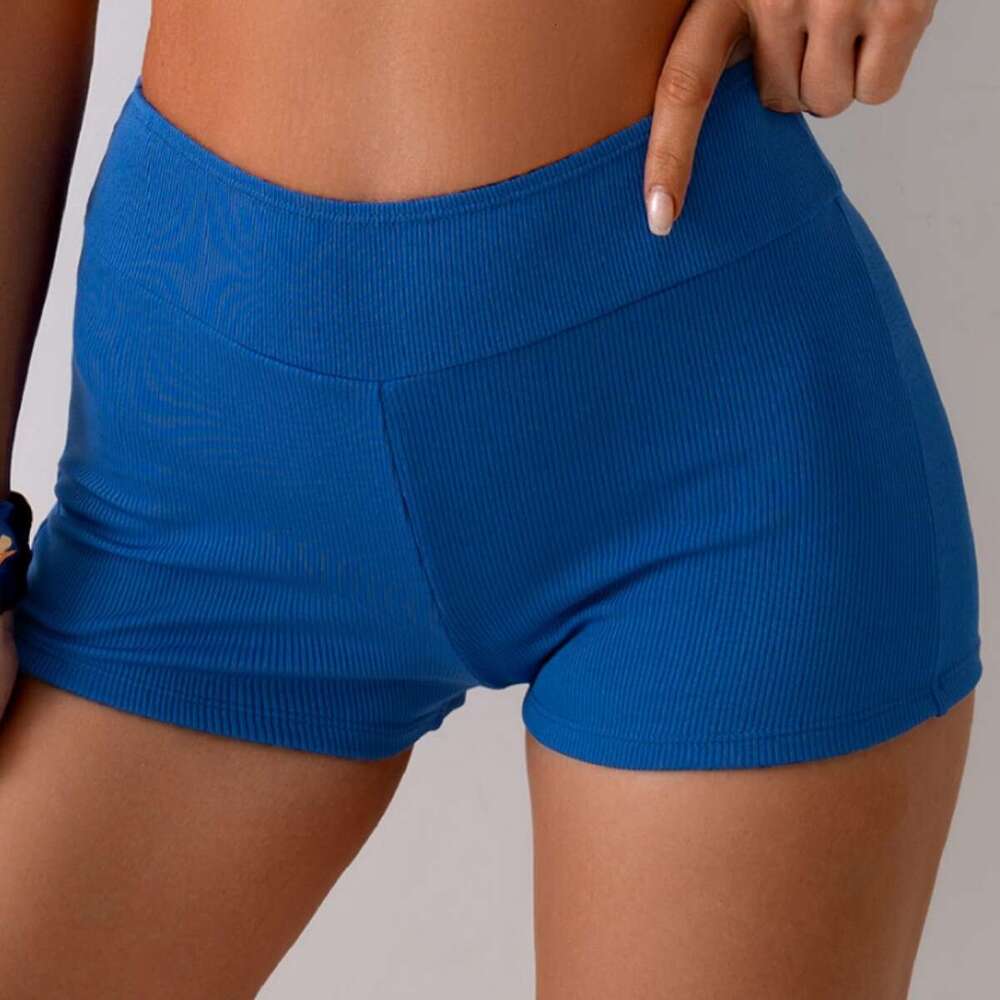 Women's Solid Color Small Ribbed Tank Top and Boyshorts Two-Piece Bikini Sports Swimsuit