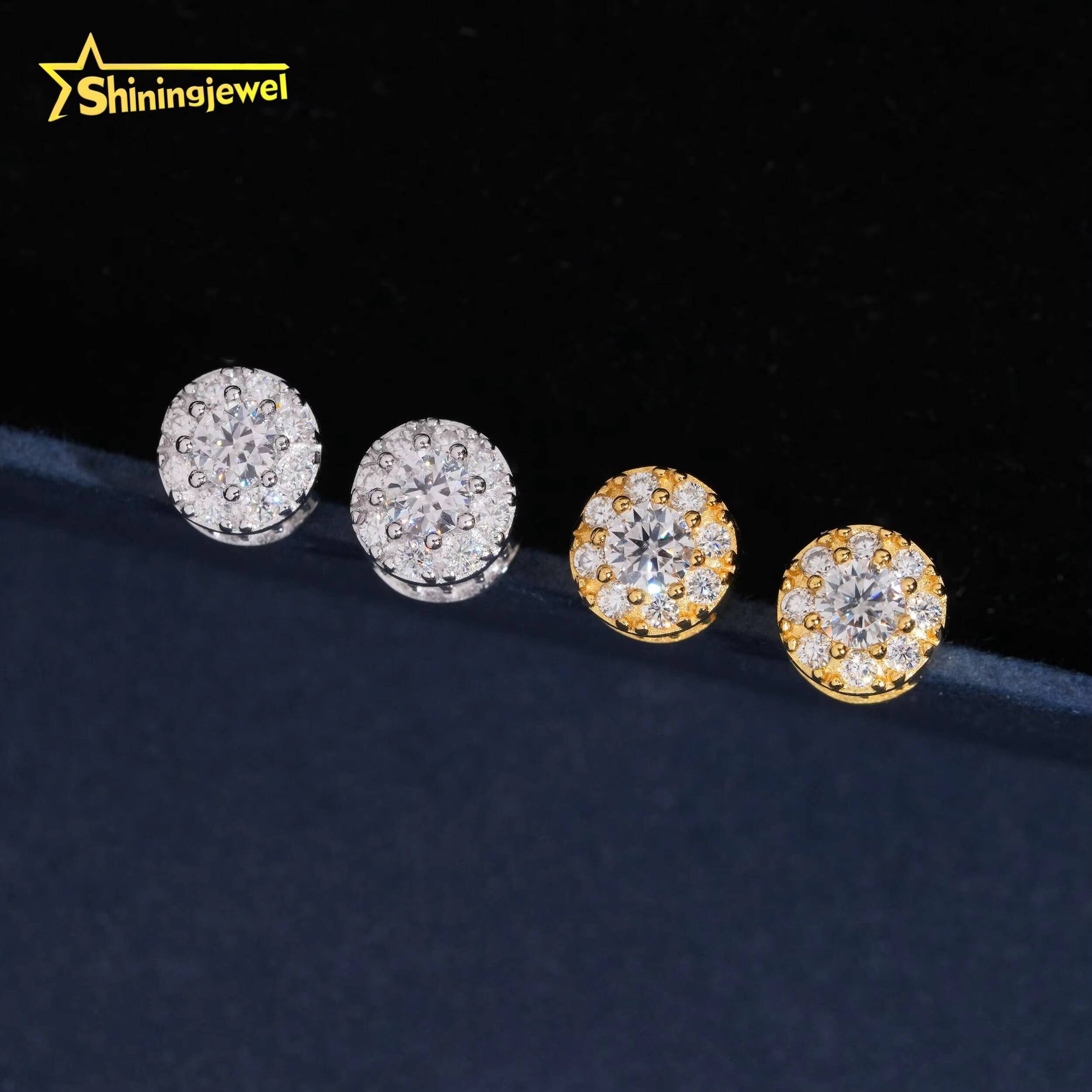 Fashion Earring Jewelry Men Iced Out Hip Hop Sterling Silver 925 Screw Back Setting Moissanite Diamond Stud Earrings Men