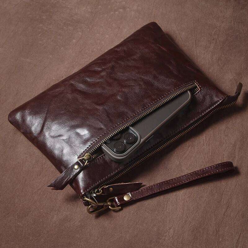 GURO High Quality Men's Real Leather Clutch Designer Money Pouch Casual Business Handbag Armpit Portable Wristlet Bag