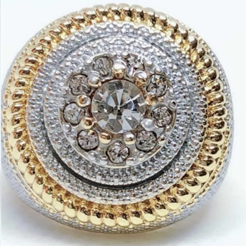 Milangirl Clear Cubic Zircon Round Men Ring Wedding Band Male Rings Punk Rock Hip Hop Jewelry 250717