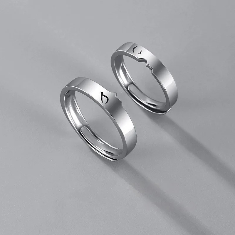 Simple Couple Rings Silver Color Sun Moon Adjustable Open Ring For Women Men Wedding Fashion Jewelry Gifts 250716