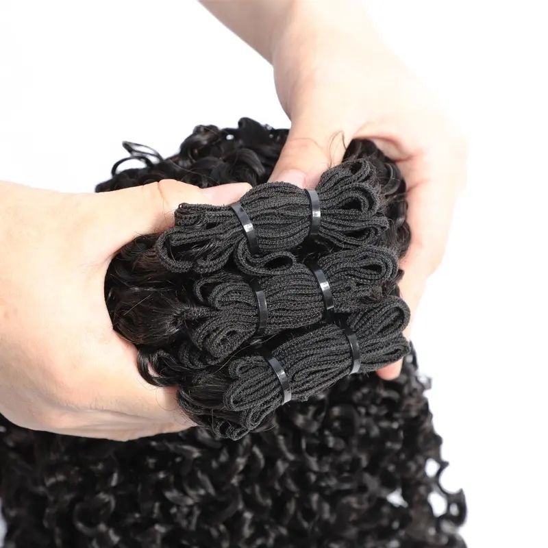 Raw Pixie Curly Virgin Human Hair Super Double Drawn One Donor Human Bundles