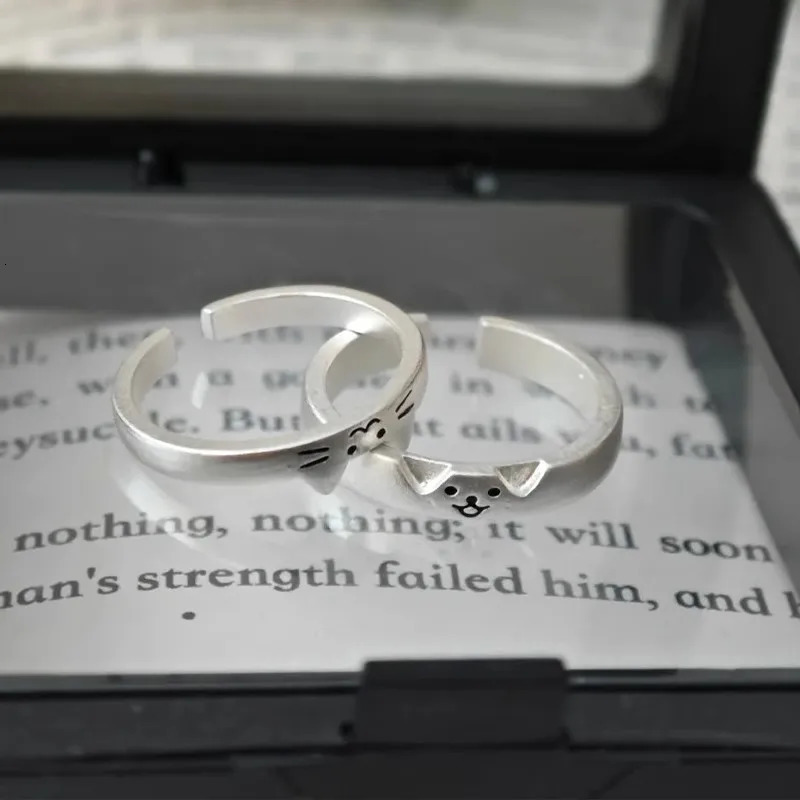 2pcs Cute Cat Dog Animal Couple Ring for Women Men 2025 Fashion Statement Lover Rings Valentines Day Party Jewelry Gifts 250716