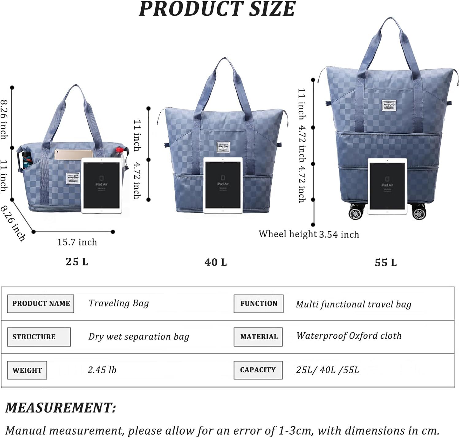 Expandable Foldable Duffel Suitcases,Detachable Rolling Wheels,Rolling Duffle Bag Wheels,Suitcases with Wheels,Carry designer bag on Lage, Lightweight