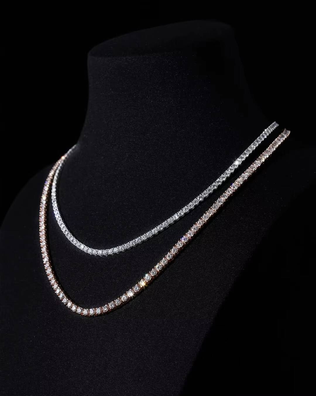 Luxury Moissanite Tennis Chain Necklace for Men Women 14K Gold Plated Iced Out Cuban Link Hip Hop Jewelry Custom Length