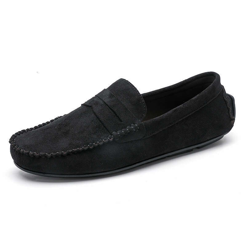 88519 Hand-Sewn Men's Velvet Leather Handmade Shoes Non-Slip Loafers Sole Slip-On Business Casual Commuter Style