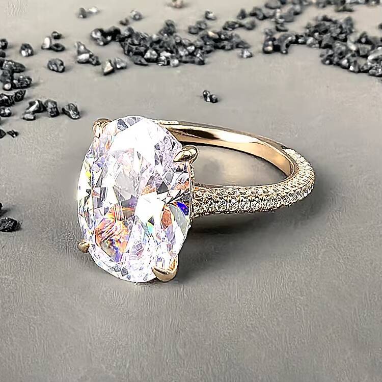 Classic Elegant Rose Gold Plated 925 Silver Big Oval VVS Moissanite Engagement Wedding Ring for Women Special Counter Based