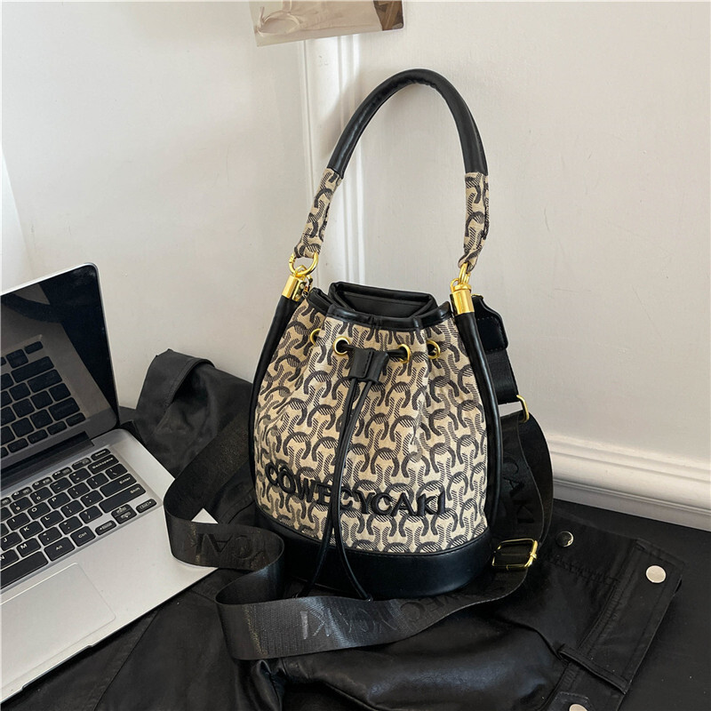 Luxury Brand Designer Bag Beibei Shangpin 2025 New Fashion Mixed Color Drawstring Bucket Bag Handheld Shoulder Crossbody Trendy Women's Bag