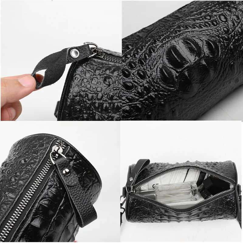 Crocodile Cow Leather Handbag for Women 2022 New Weave Wide Straps Female Shoulder Crossbody Bag Genuine Leather Ladies Tote Sac Y250719