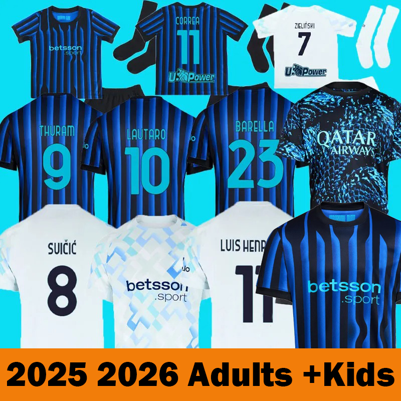 2025 2026 LAUTARO soccer Jersey 25 26 , BARELLA , CORREA , BARELLA THURAM DIMARCO Away BASTONI Third fans Players football shirt Uniforms Men Kids Kit