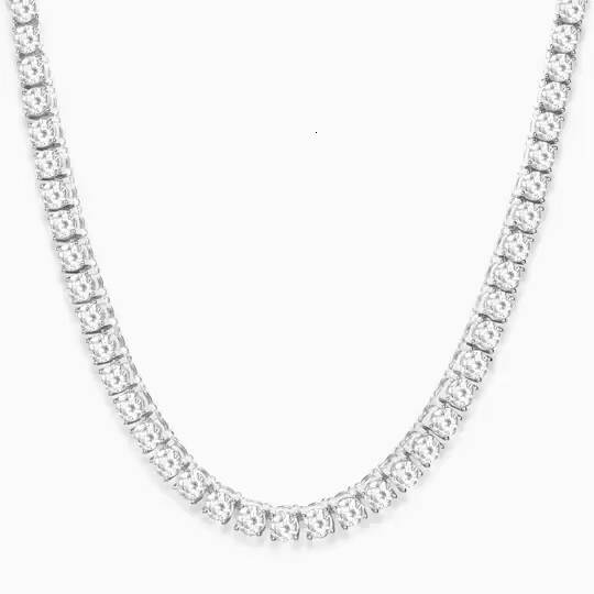 Luxury 3mm Moissanite Necklace with S925 Sterling Silver Chain Gold Plating Tennis CED Out Design