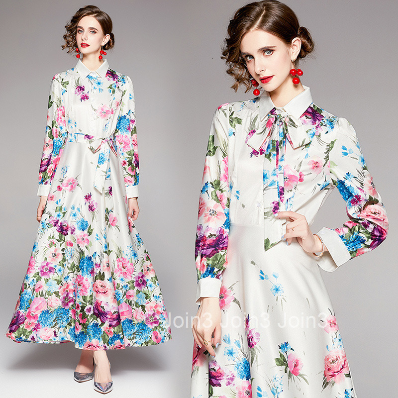 9802-Fashion Waist-Cinching Thin Strap Positioning Printed Dress