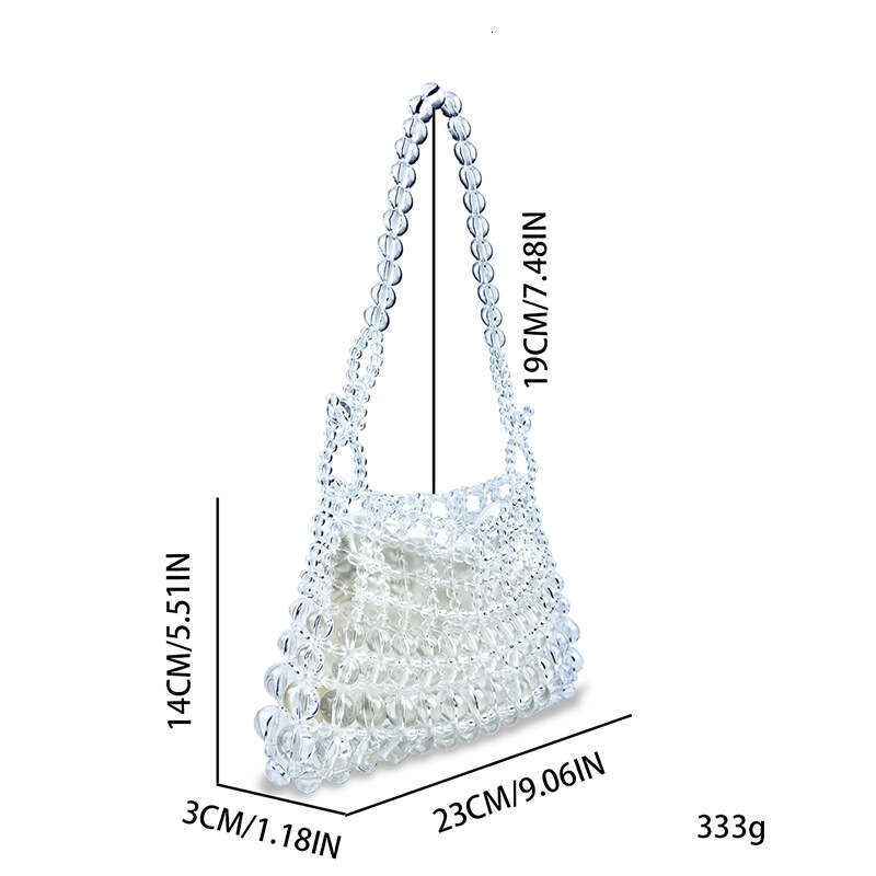 24 Autumn New Women's Wedding Transparent Beaded Handwoven Single Shoulder Handbag