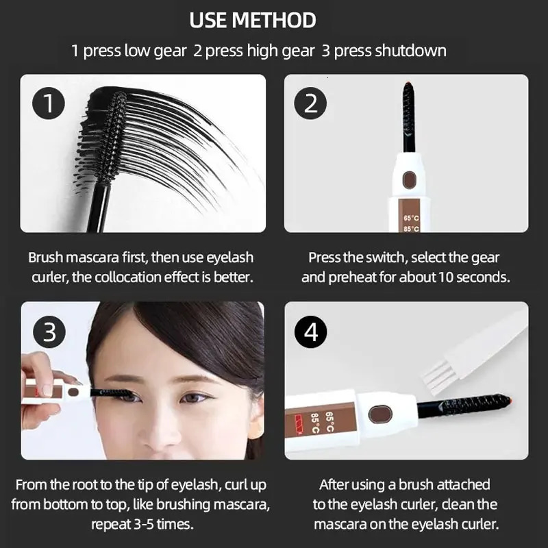 Electric Eyelash Curler Eye Lash Curler Heat with Eyelash Comb LED Display 2 Temp USB Charge Natural Curling 24H for Makeup Tool 250716