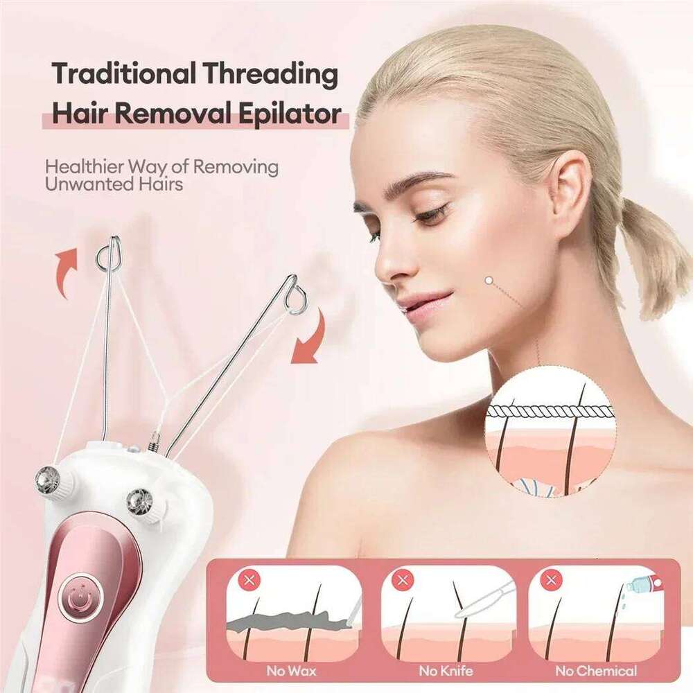 Electric Cotton Thread Epilator For Women USB Rechargeable Female Facial Body Leg Mini Hair Remover Depilation LCD Display