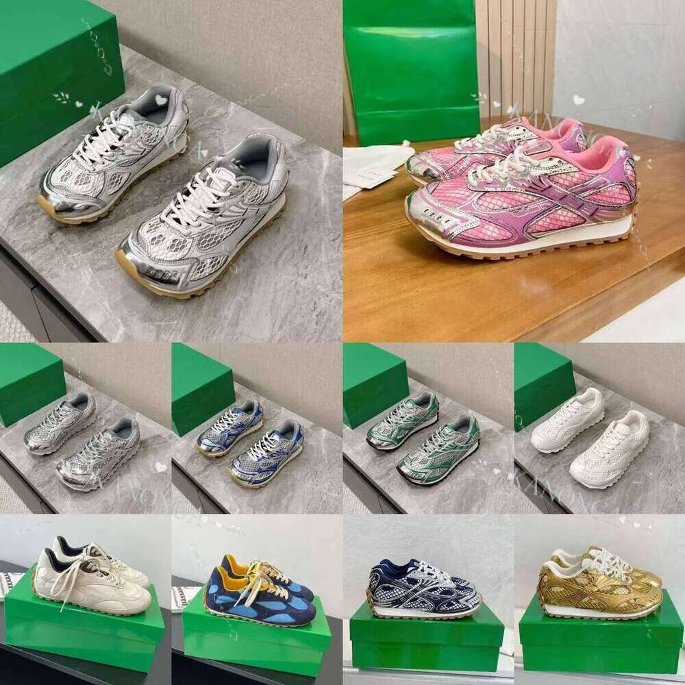 Top Quality Designer Runner Sneaker Casual Women Men Trainers Metal Leather Mesh Nylon Fabric Sneakers Green Blue White Black Shoes size35-46